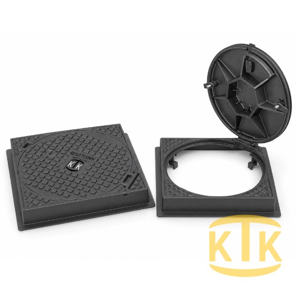 Cast Iron Round Square Çerçeveli Manhole Cover Set Ø600 mm (DKT.600-B4)