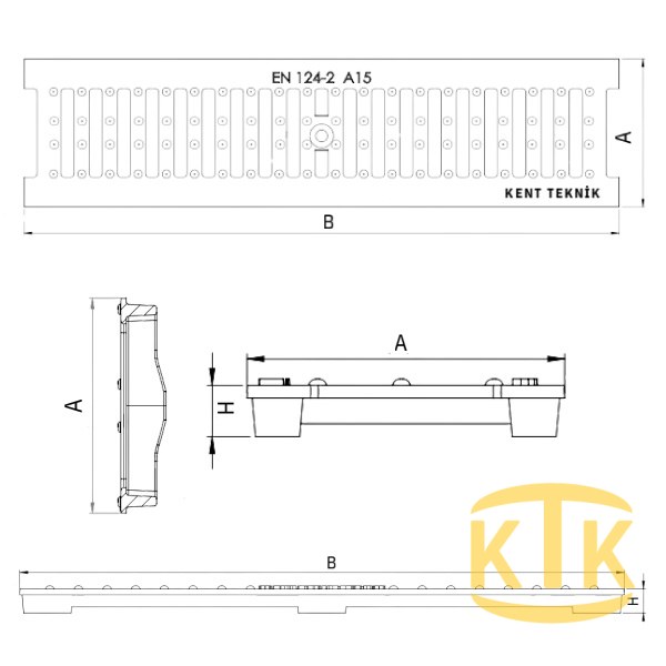 Döküm Yağmur Suyu Izgarası 150x500x20 mm (DI.1520-C)