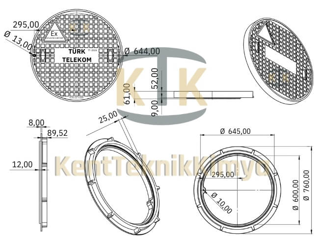 Kompozit Rögar Kapağı Takımı ø600mm TT1 Kalın Seri