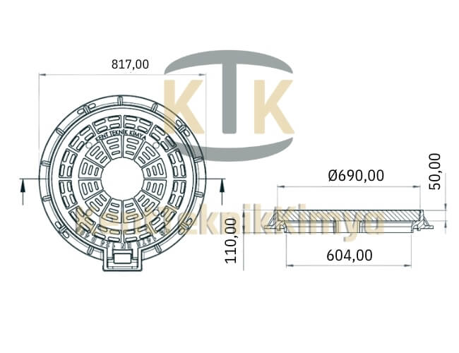 Kompozit Rögar Kapağı Takımı ø 600 mm Menteşeli