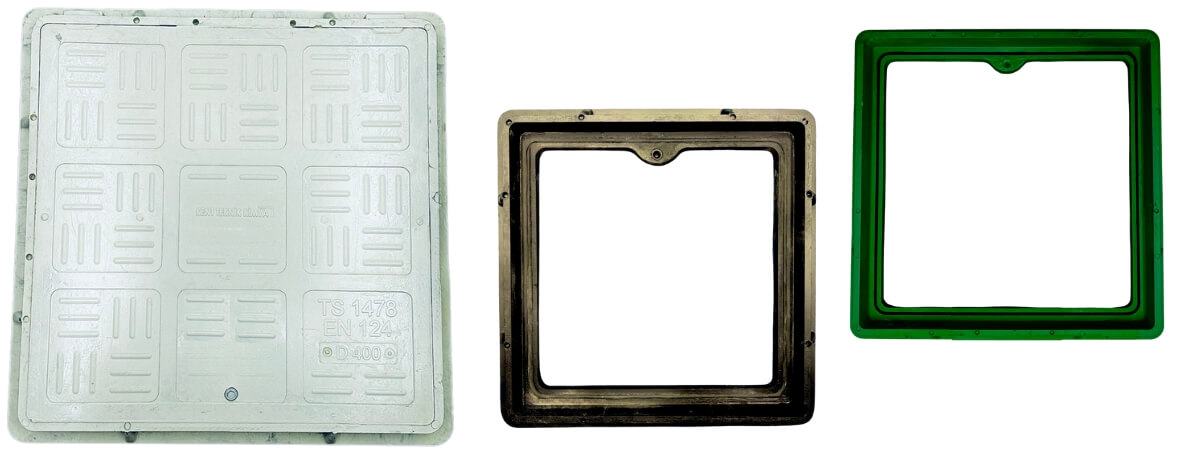 Kompozit Kare Rögar Kapağı Takımı 400x400 mm
