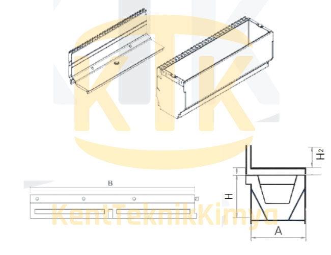 AK-FDK-1250-B125 Fuga Drenaj Kanalı 125x500x70 (B125) - Kent Teknik Kimya